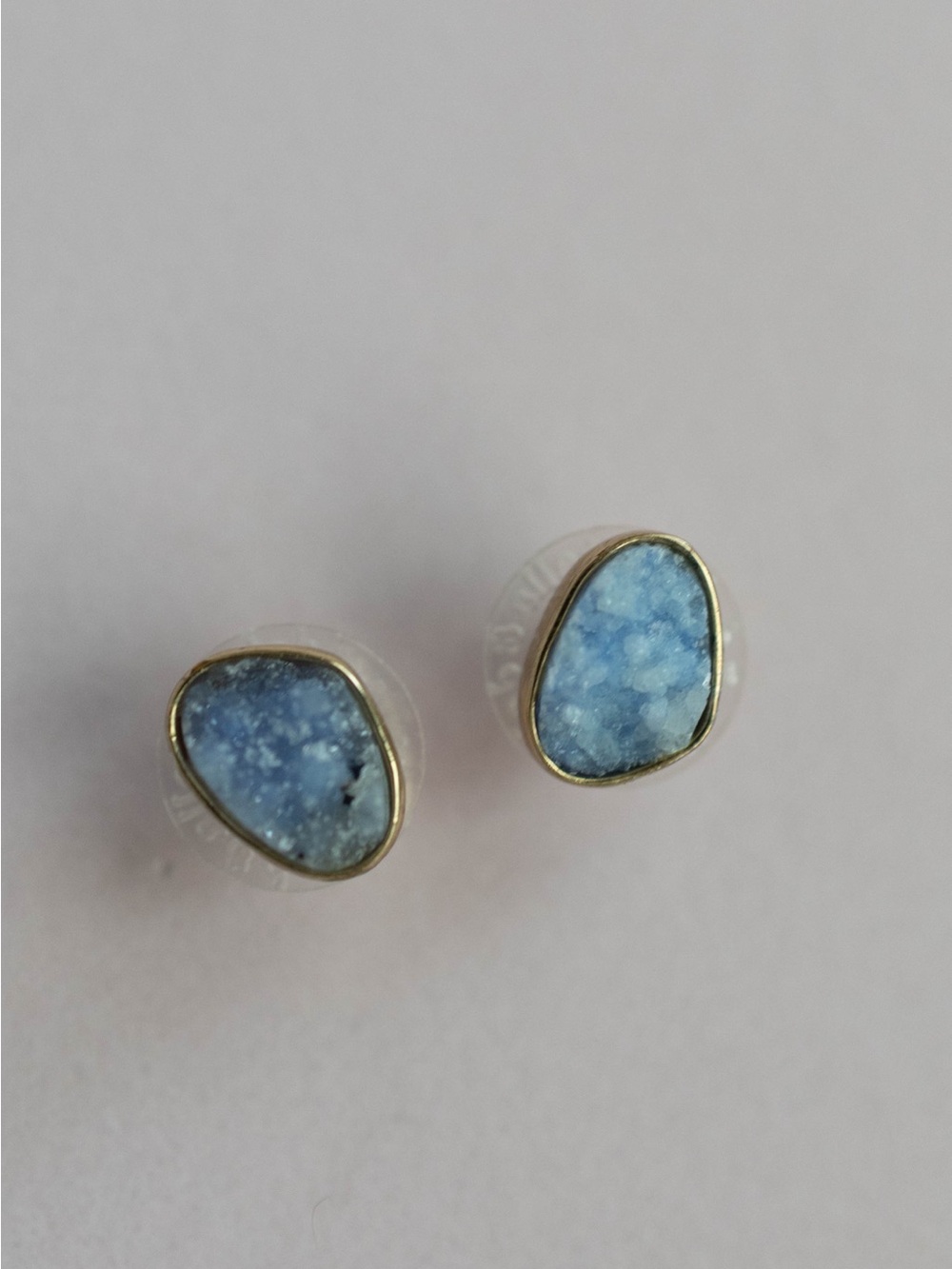 Stella & Dot Light Blue Druzy Teardrop Stud Earrings